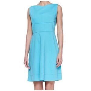 New ELIE TAHARI Callie Double Knit Sleeveless A-Line Calm Sea Dress | 2